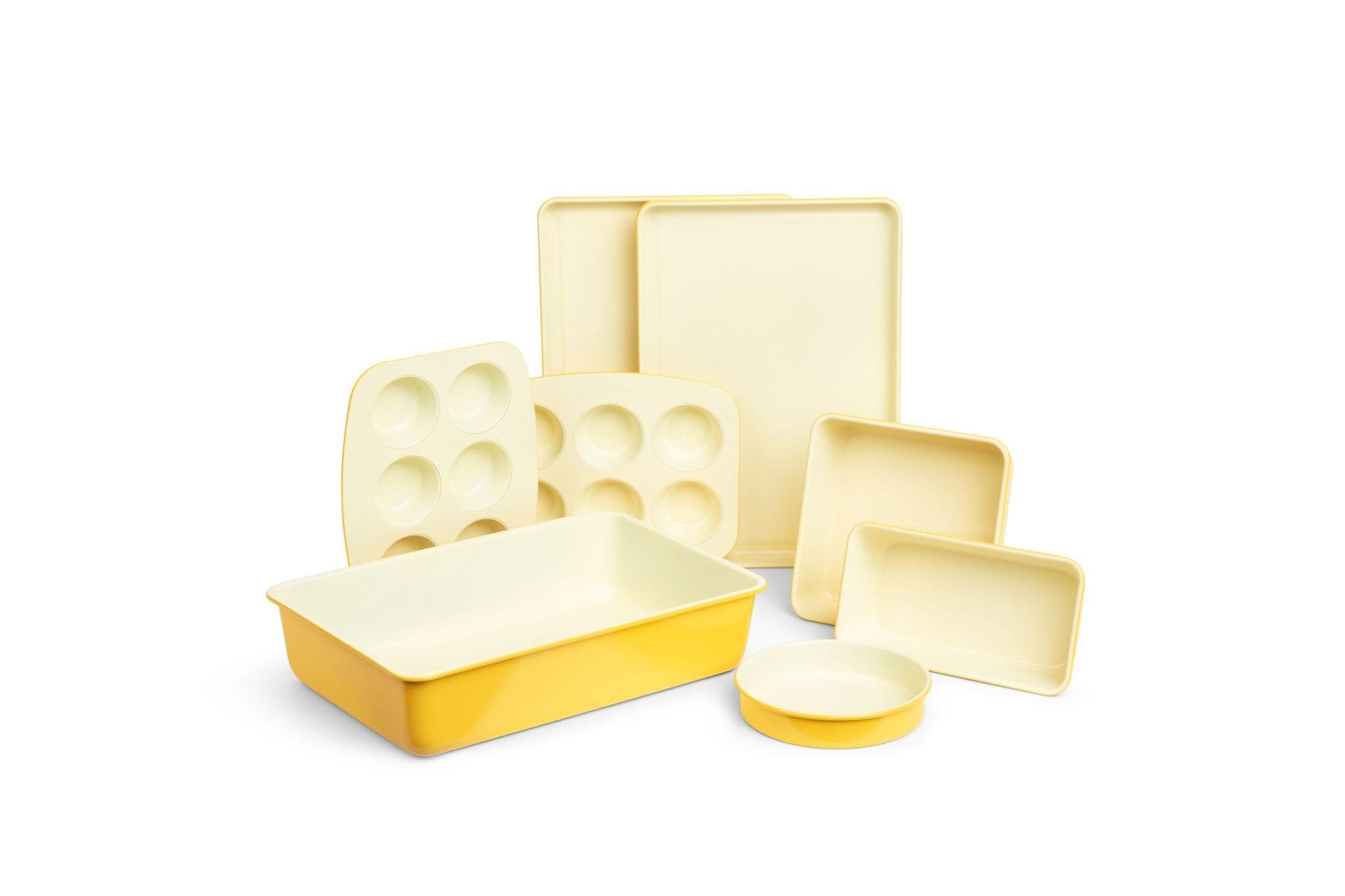 Larder & Vine 8-Piece Bakeware Set | Non-Stick Baking Set with Ceramic Finish | PFAS, PFOA, PTFE, and BPA Free Baking Essentials | Baking Sheets, Muffin Tins and Assorted Baking Pans | Limoncello
