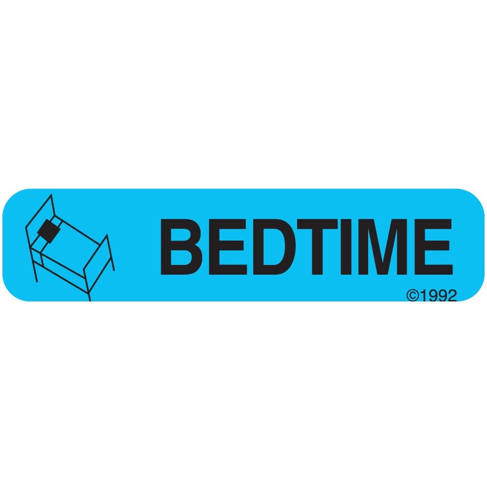 1-348 "Bedtime" Permanent Paper Label, 1 9/16" x 3/8", Blue, Pack of 1000