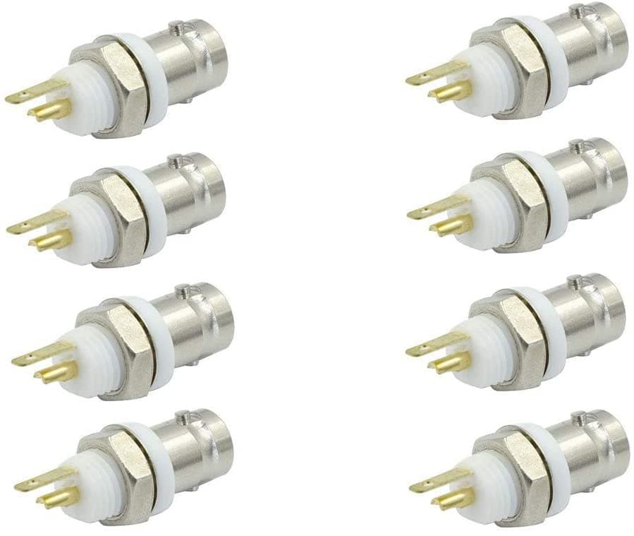 BNC Chassis Panel Mount Socket Female Jack Solder Type Connectors Adapter - (8 Pcs)
