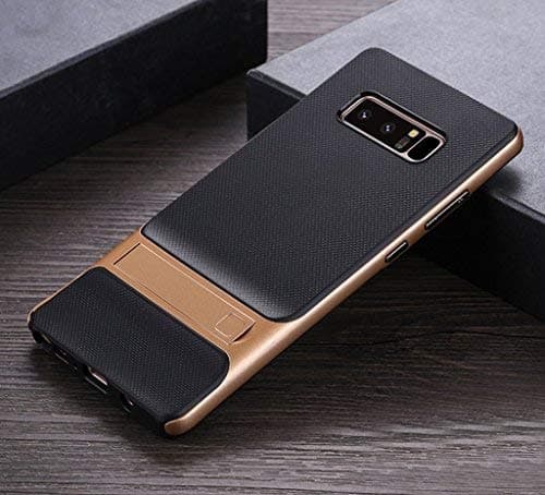 lemcas dual layer pc with tpu shockproof kickstand back cover for samsung galaxy note 8 (golden) - Gold