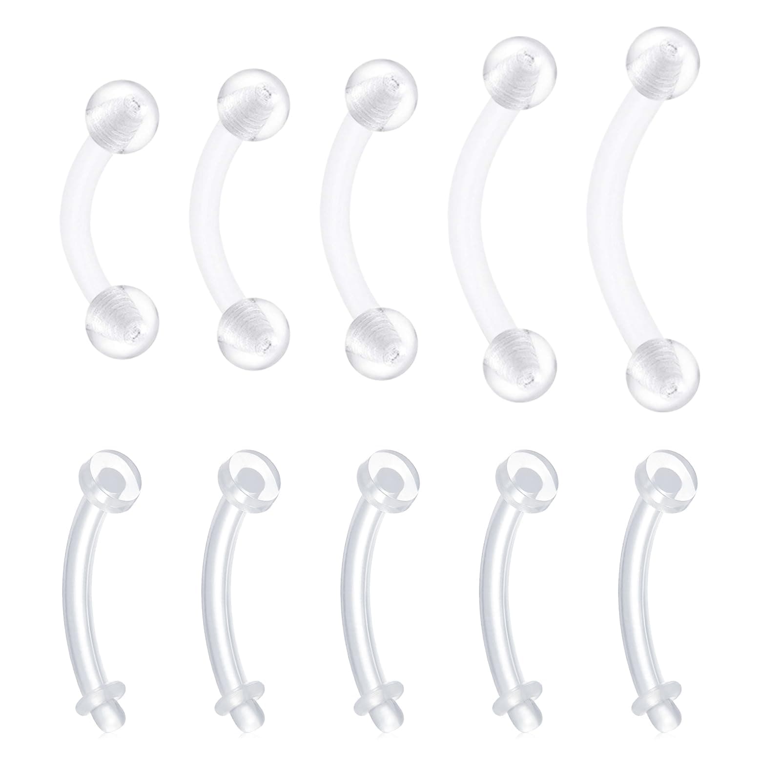 Longita Clear Belly Button Rings Plastic Belly Button Rings Plastic Belly Rings for Sports Surgery