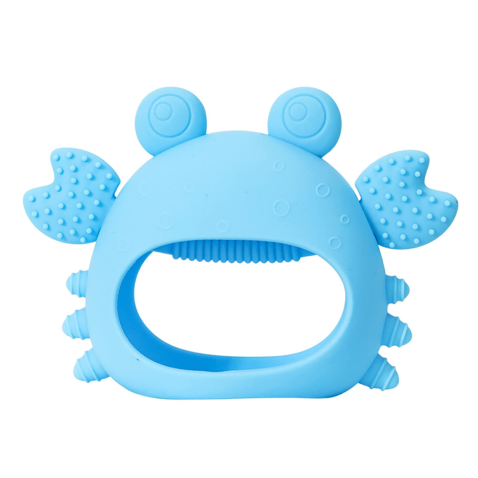 Never Drop Teething Toys for Babies, Baby Mitten Silicone Teether for Soothing Teething Pain Relief, Baby Chew Toys for Sucking Needs (Crab Blue)