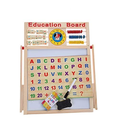 IndusBay® 2 in 1 Writing Board Slate Double Sided Educational Board with Magnetic Alphabets Numbers Maths Learning Toy for Kids