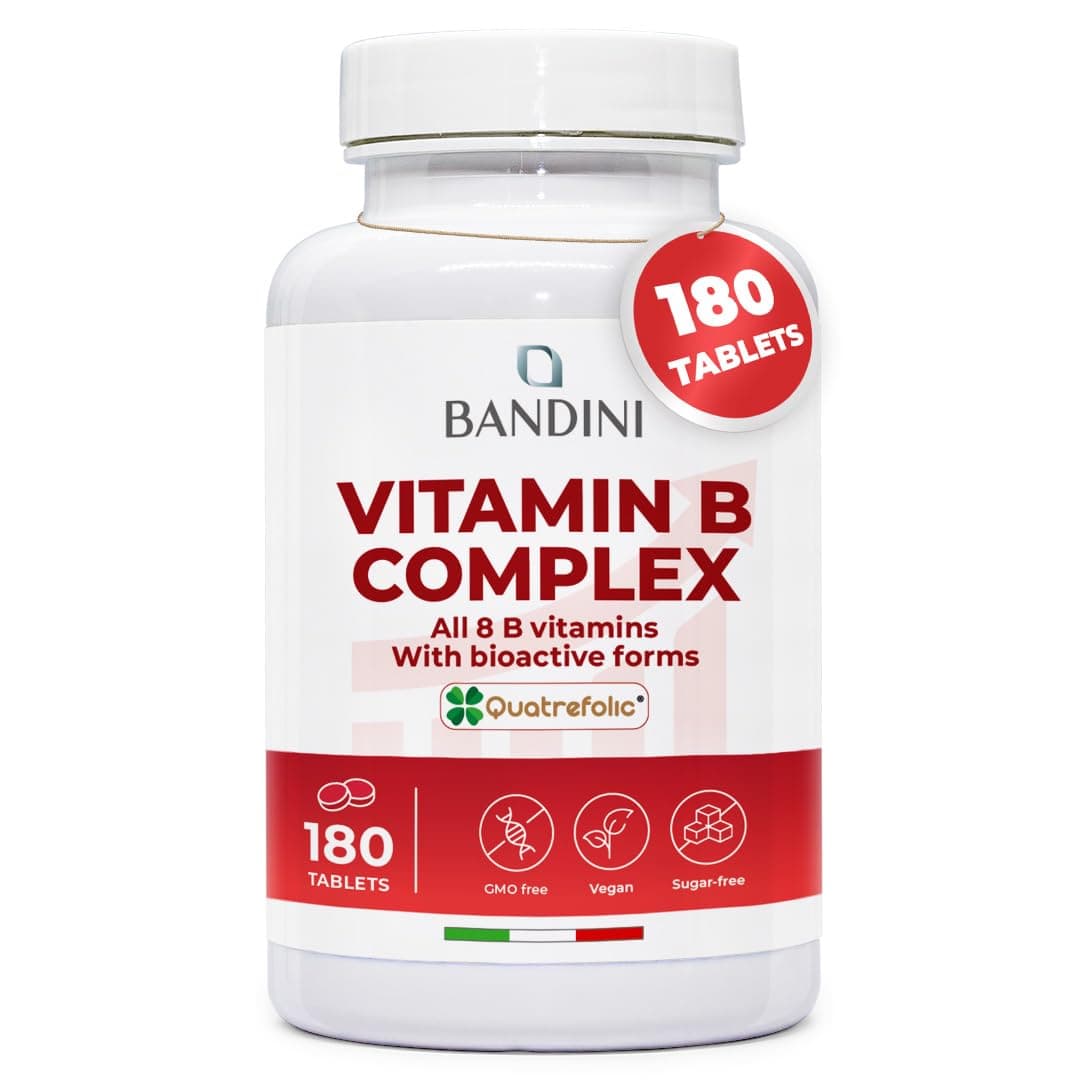High Dose Vitamin B Complex | 180 Vegan Tablets (6 Month Supply) | Group B Vitamins with Folic Acid, Biotin, B1, B2, B3, B5, B6, B12 | High Strength | GMO-Free Vitamin B-Complex Supplement