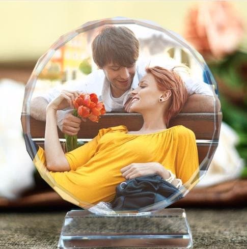 Customized Round Shape Crystal Glass Photo Frame Personalized Picture Frame Photo Album For Birthday Friends Gifts Home Decor