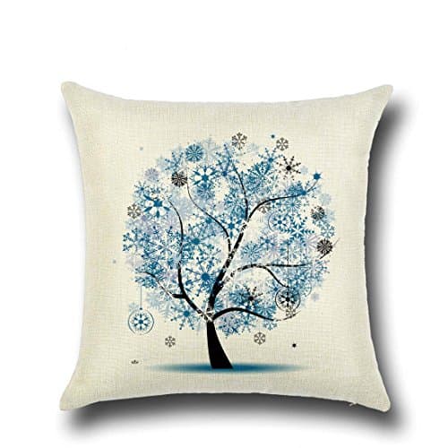 Rise World Pillowcase Snowflake Tree Cushion Covers Decorative Standard Size, Blue Kitchen