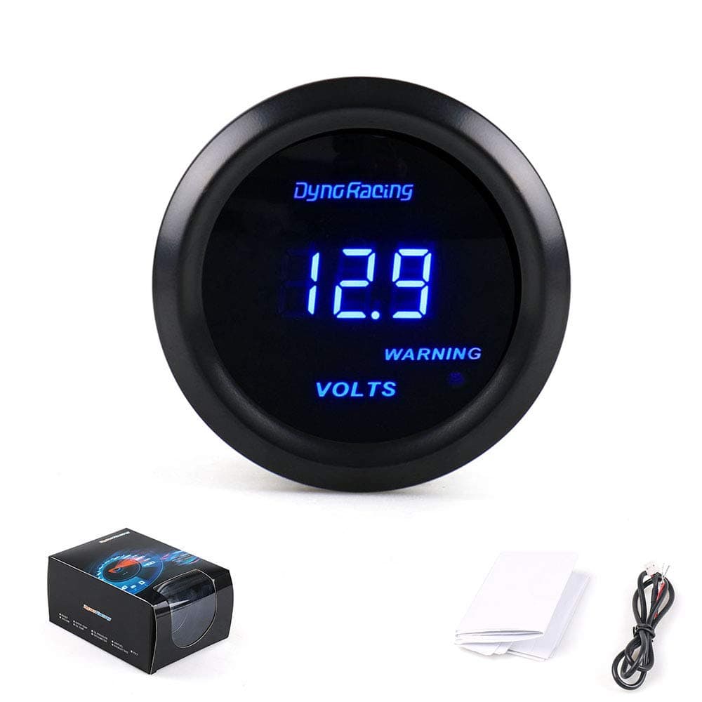 Dyno Racing Volt Meter 2" 52mm Digital led 8-18 Volts Gauge Black Face Blue Led Car Meter Auto Parts