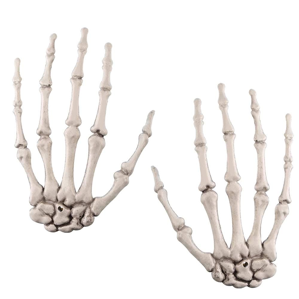 2 Pack Halloween Skeleton Hands Realistic Life Size Severed Plastic Skeleton Hands for Halloween Themed Party Decoration Props(Right & Left)