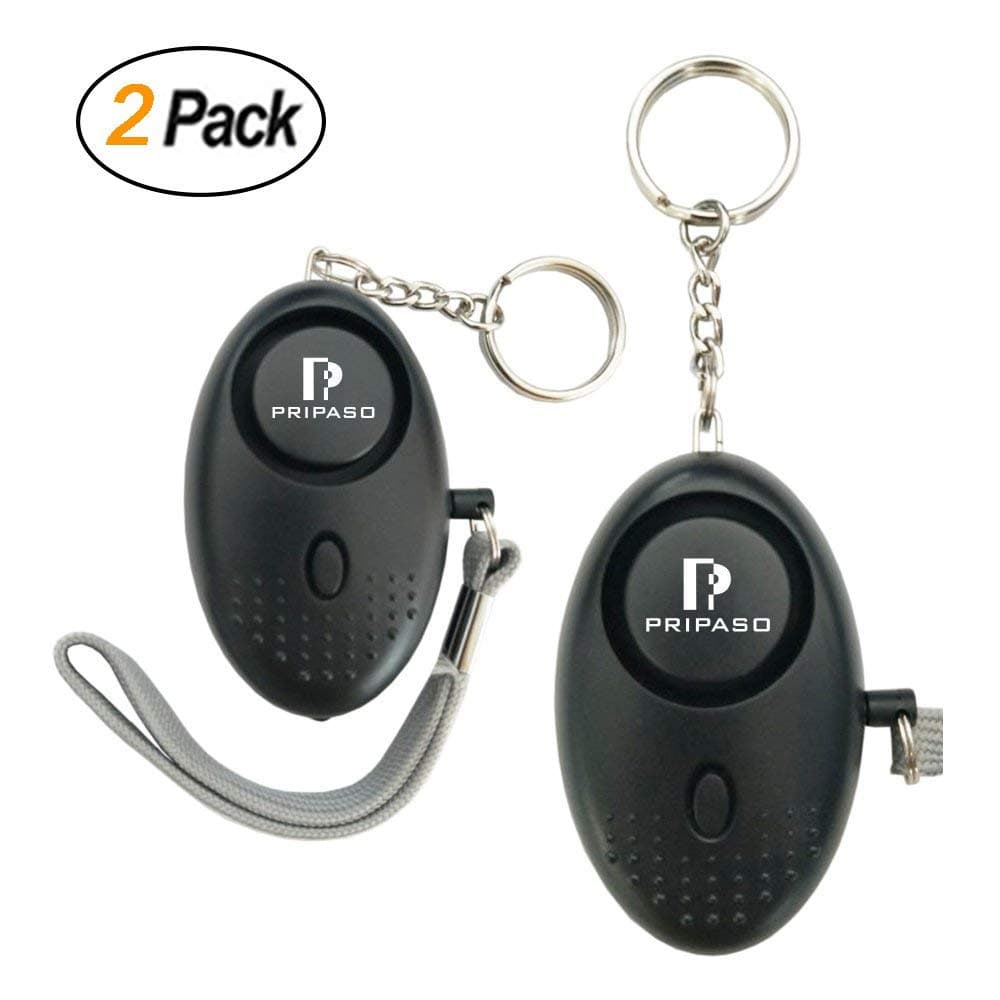 2 Pack Pripaso Personal Security Alarm 130DB SOS Emergency Personal Alarm Keychain for Women, Children, Elderly, Superior with Explorer Self Defense Electronic Device (2Pack Black)
