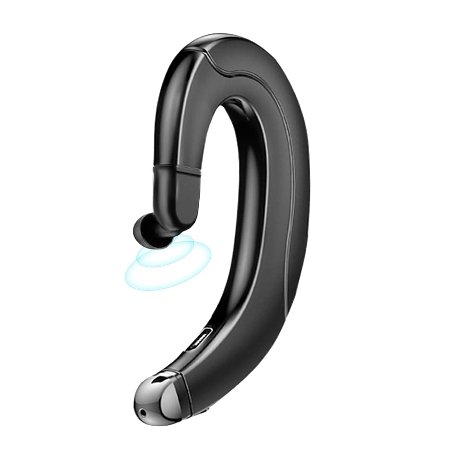 Ear Hook Bluetooth Headphone V5.0 with Mic, Painless Single Ear Wireless Headset 5 Hrs Playtime for Android Phones/iPhone X/8/7/6, Lightweight Non Bone Conduction Headphone with Ear Plug - Black