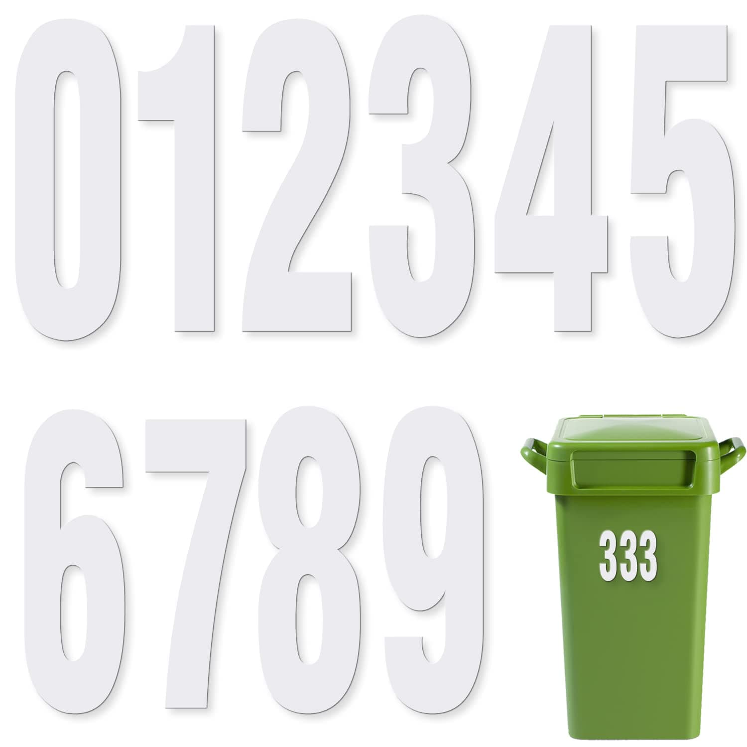 wehers Wheelie Bin Numbers for Bins 3 Pack Wheelie Bin Stickers Dustbin Number Stickers Self-adhesive Vinyl 18cm Bin Number Stickers - 0