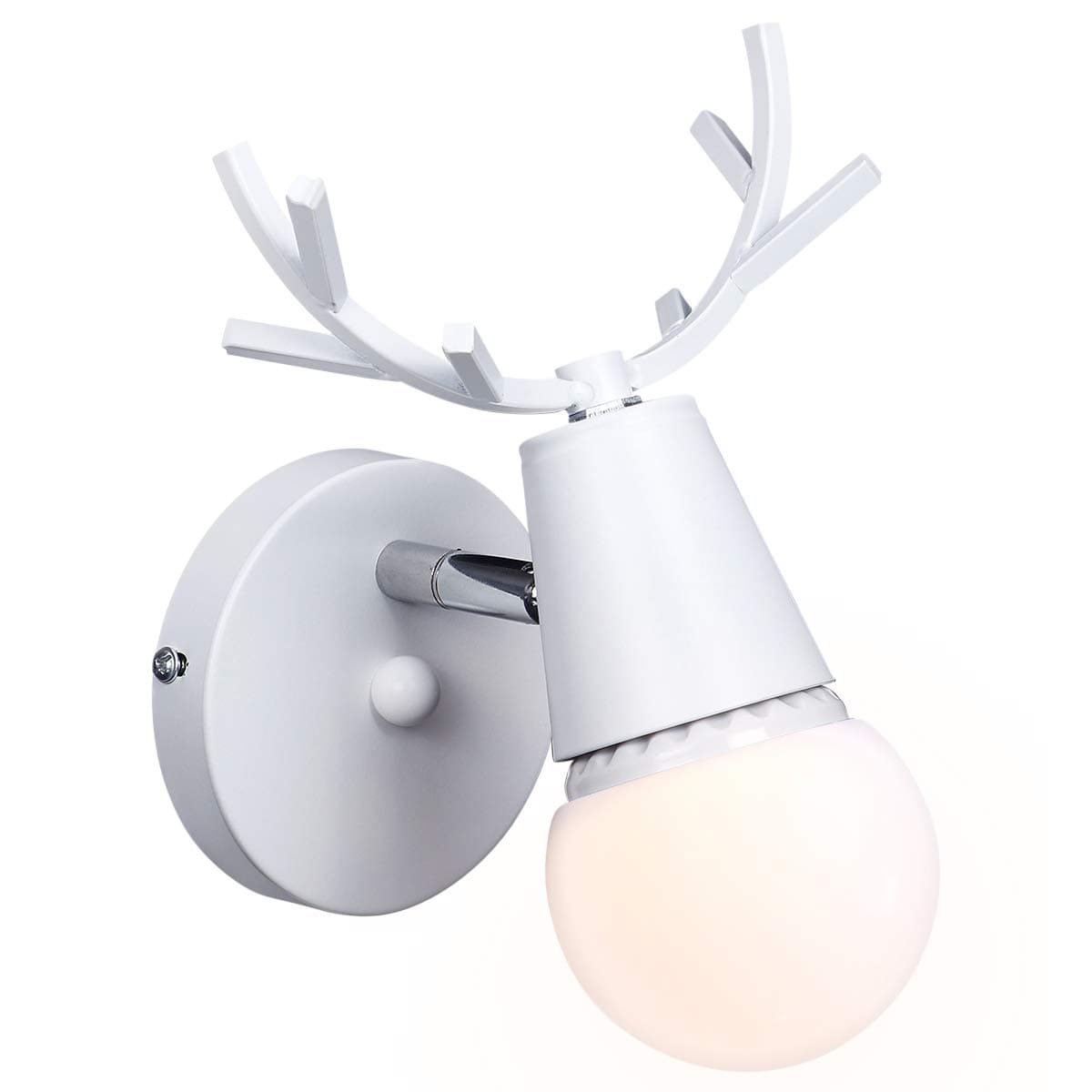 KAWELL Creative Wall Light Modern Wall Lamp Simple Wall Scone Iron E27 Base Deer Head Nordic Style Art Deco for Bedroom, Living Room, Children's Room, Restaurant, Hallway, Stairs, White [Energy Class A+]