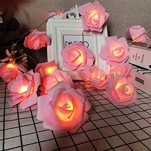 Pink LED Rose Flower String Lights, 14.7 ft Flower Fairy String Light 30 LED Garland Lights for Romantic Mother's Day Decoration Holiday Party Wedding, Valentine's, Birthday, Christmas