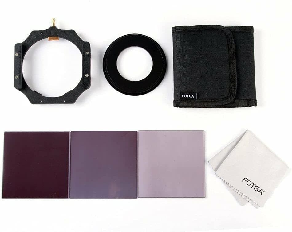 Runshuangyu4x4 100mm Square Filter Full ND 2 4 8 with Filter Holder and Adapter Ring and 3-Slots Filter Bag Set for Swing Away Matte Box Holder (58mm)