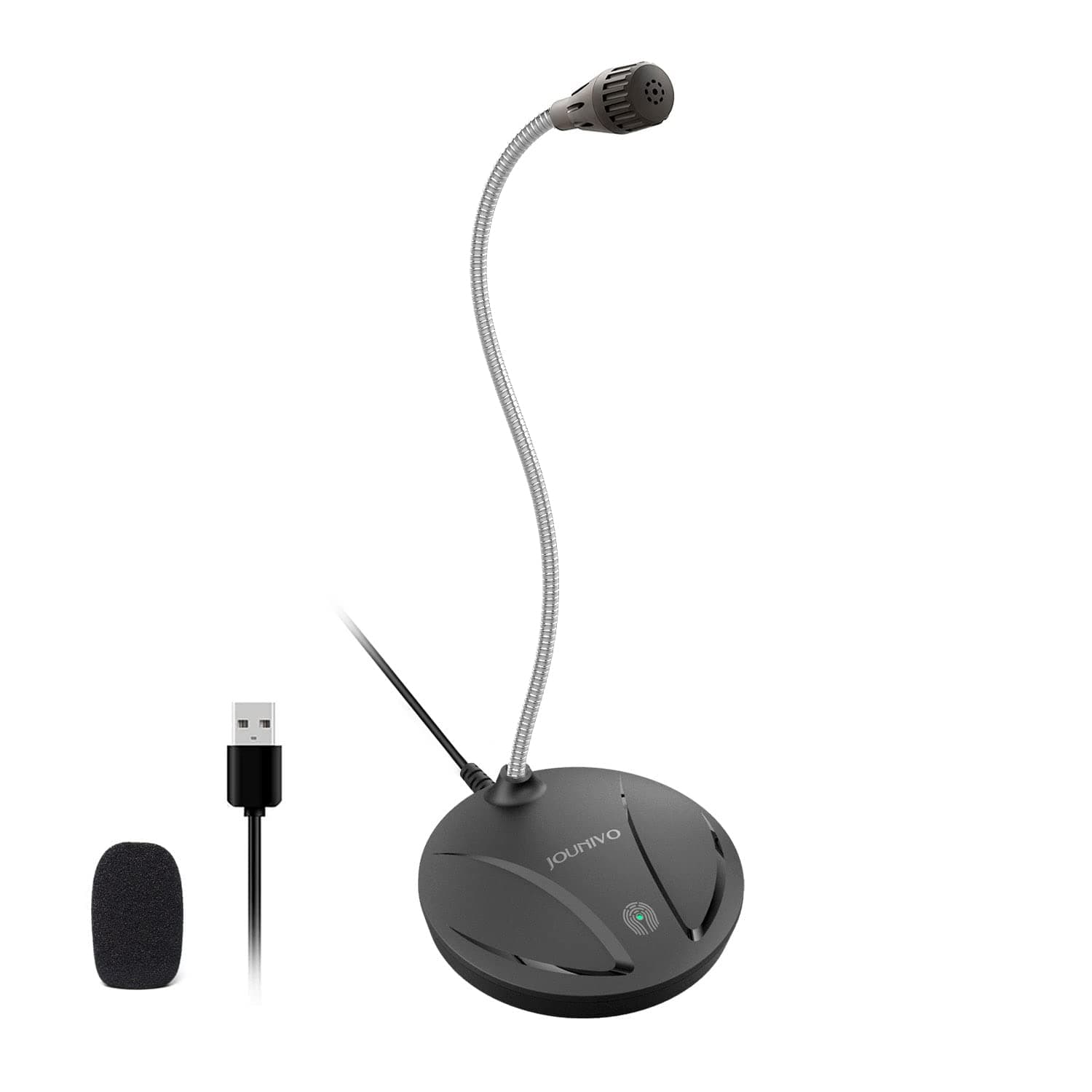 USB Microphone for Computer, JOUNIVO PC/Laptop Mic, Mute Button with LED Indicator, 360 Degree Gooseneck Design, Desktop Microphone for Streaming, Recording, Dictation, Podcasting, YouTube, JV610
