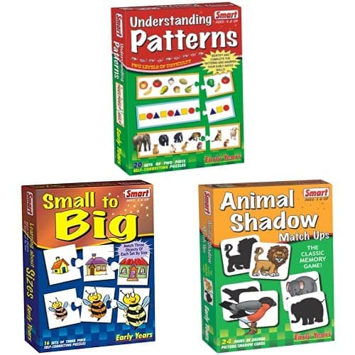 Smart Understanding Patterns Puzzle (40 Pieces) | 1012 Small to Big Puzzle (48 Pieces) | 1024 Animal Shadow Match Ups (Multi-Color)