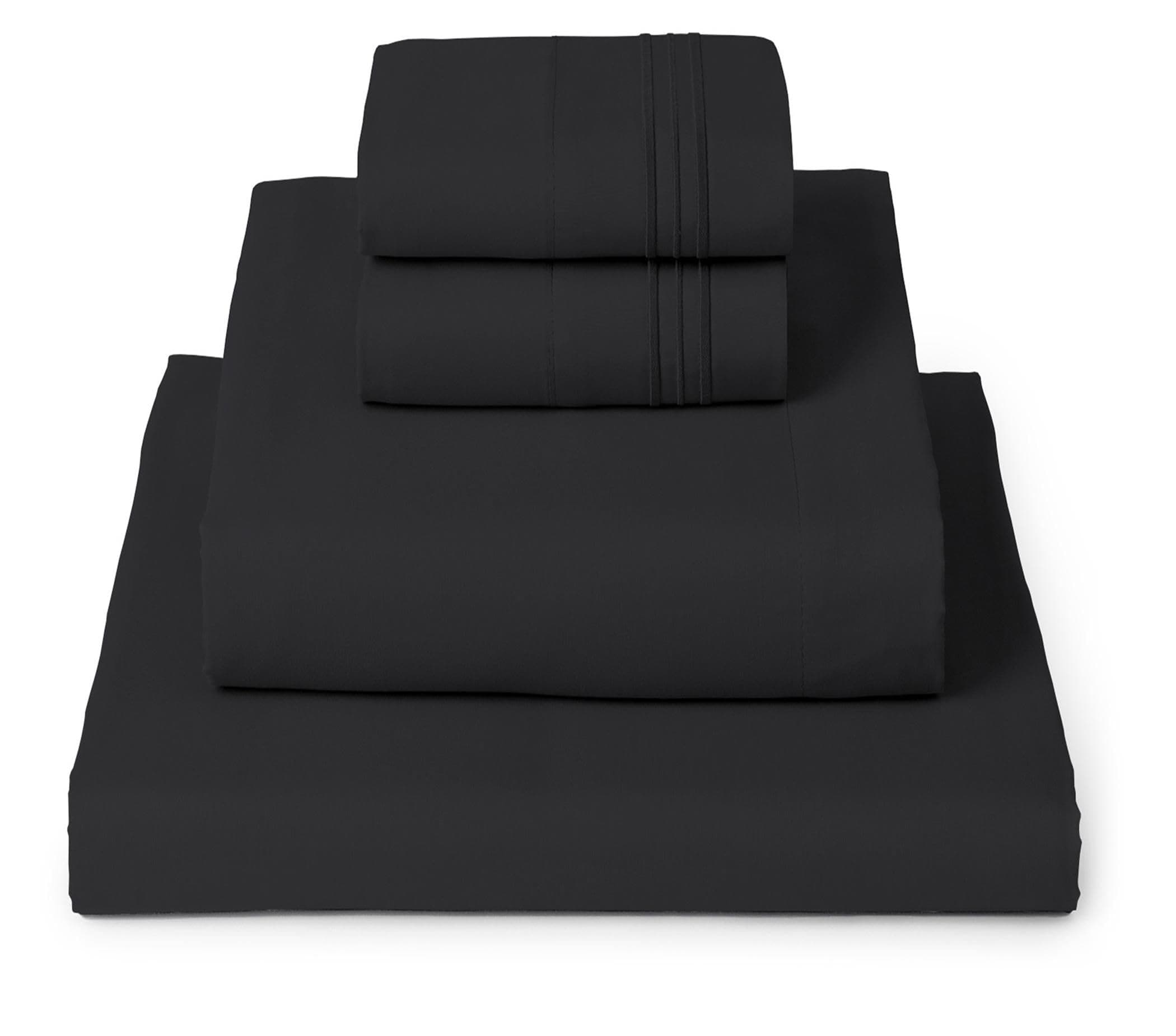 Mellanni Queen Sheets Set - 4 PC Iconic Collection Bedding - Hotel Luxury, Extra Soft, Cooling Bed Sheets - Wrinkle, Fade, Stain Resistant (Queen, Black)
