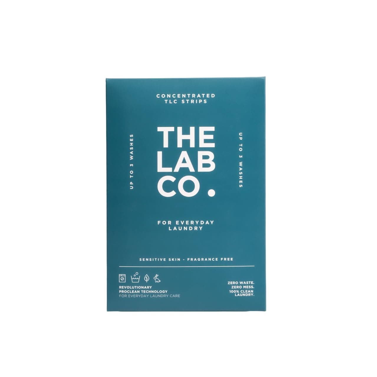 The Lab Co. Laundry Detergent Strips Washing Sheets | Travel Pack | Ultra-Concentrated | Non-Bio | Sensitive Skin | Non-Toxic Fragrance | EDC-Free | Fragrance Free, Unscented | 3 Loads