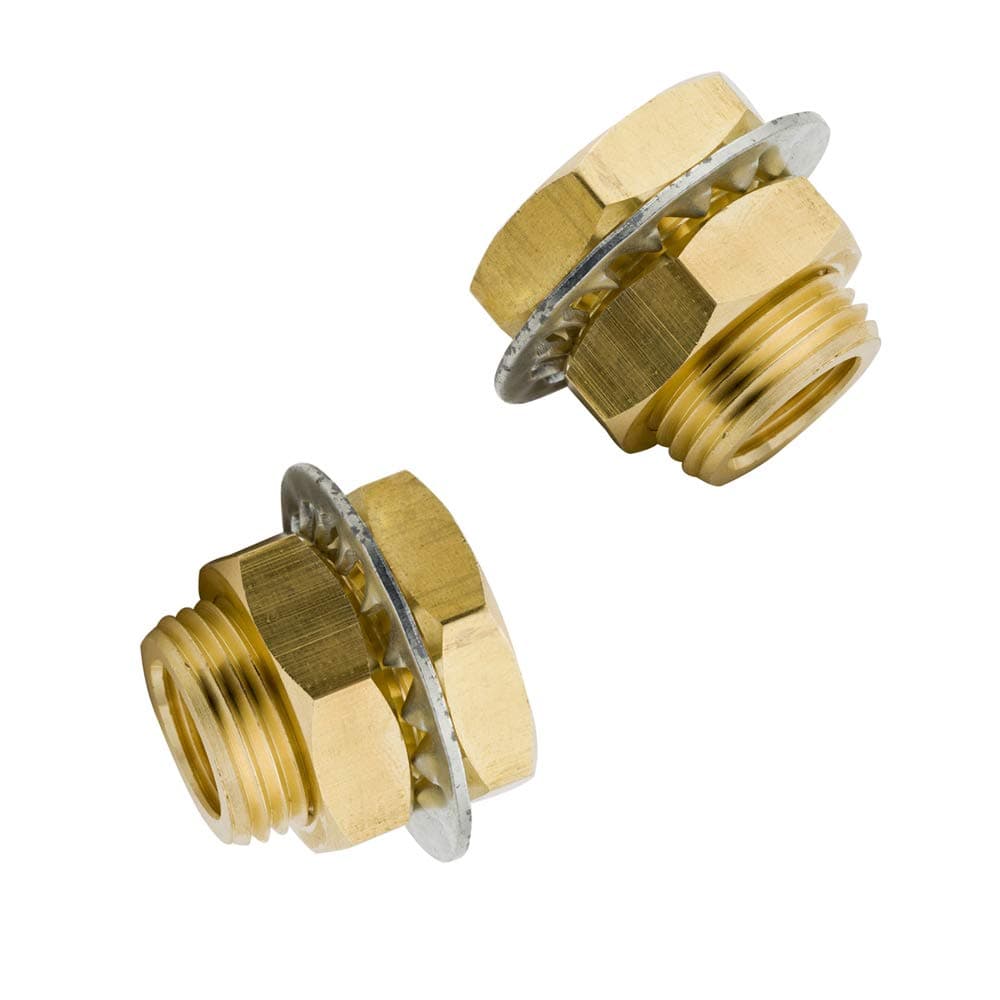 Legines Brass Bulkhead Fitting 1/4" NPT Female Bulk head Pipe Fitting Bulkhead Coupling（3/4-16UNF) 0.98" Male, 15/16" Length (Pack of 2)