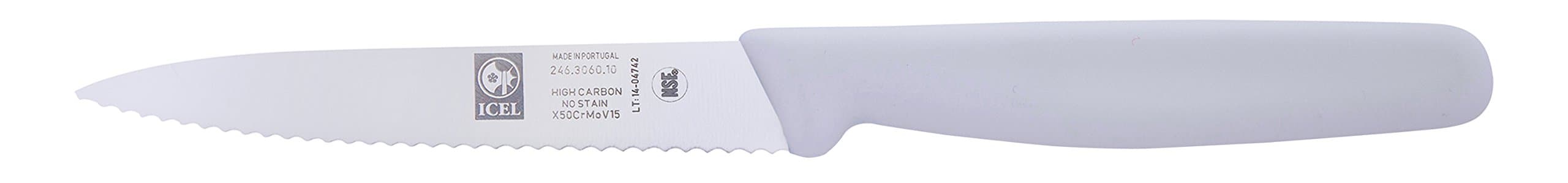 4 Inch Serrated Paring Knife, White Handle