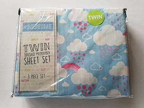 #bedtime Twin Brushed Micro Fiber Sheet Set Clouds and Rainbows