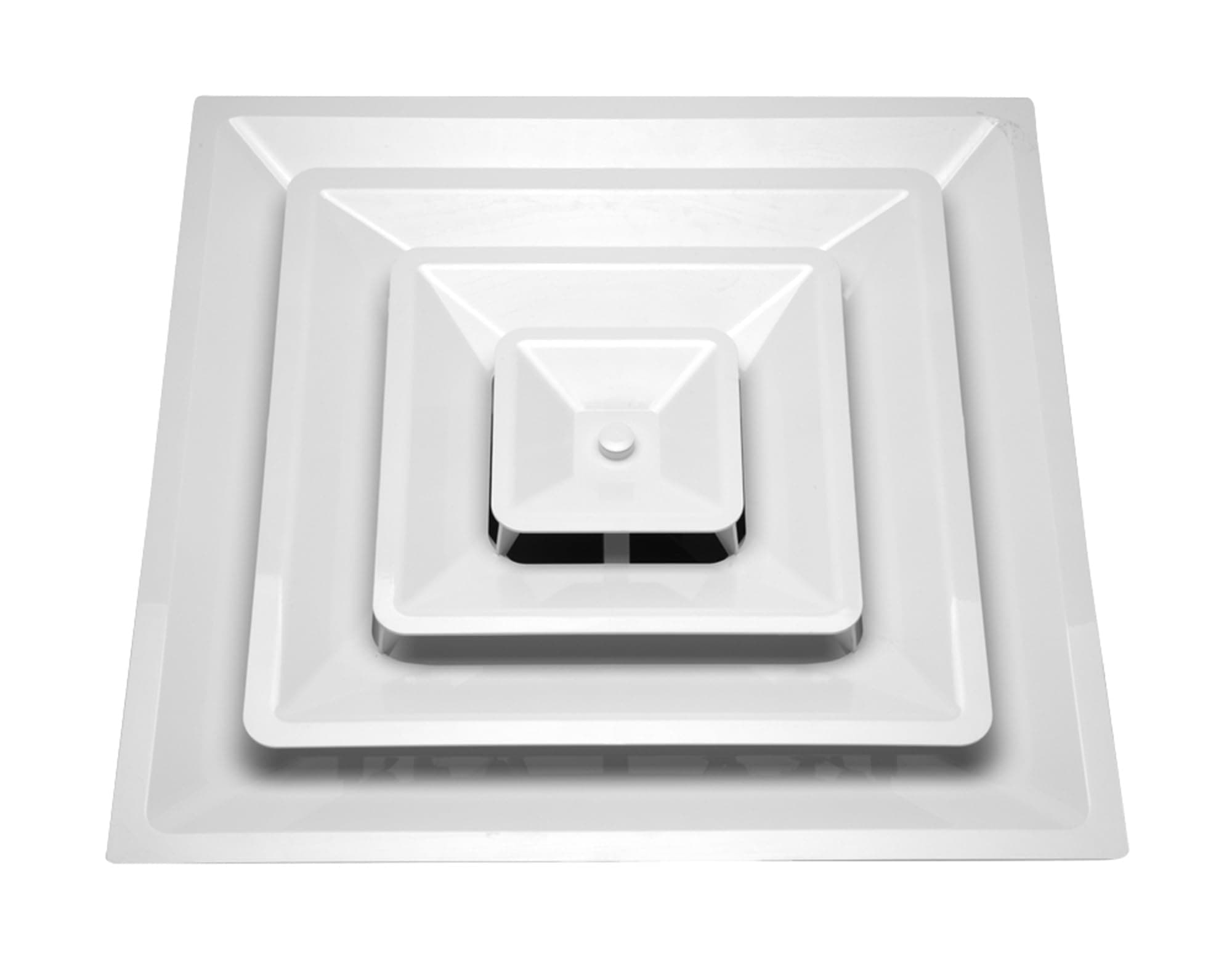 2'x2' Lay-In 3 Cone Supply with 8" Pre-Molded Boot, ABS Plastic Supply Grille, Ceiling Diffuser for Air Vent, Ideal for Heating, Cooling, and Ventilation, Home Improvement (White)