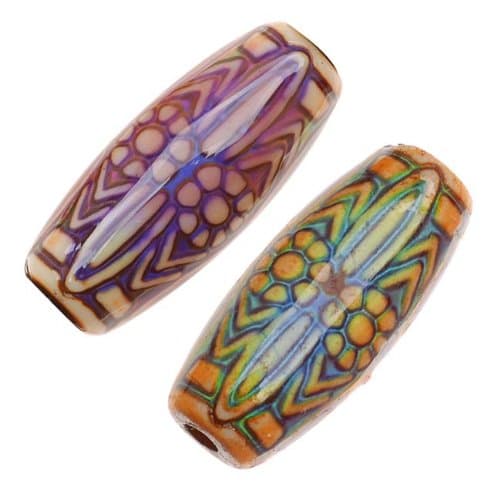 Mirage Color Changing Mood Beads - Daisy Ray Pattern 25mm Long (2)