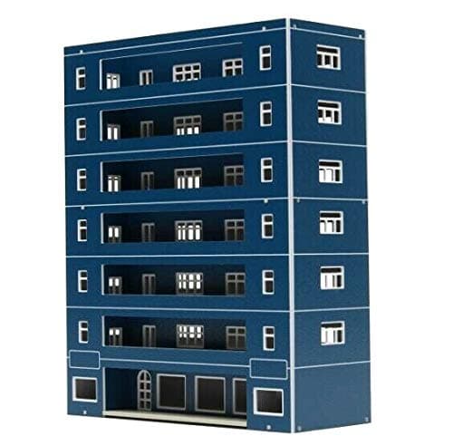 EatingBiting DIY 1:144 Blue 7F Outland Model Train Layout N Scale Apartment School Building for Sand Table Garden Micro Landscape Ornaments Decor Dormitory Dorm Assembling Scene Detail & Realism