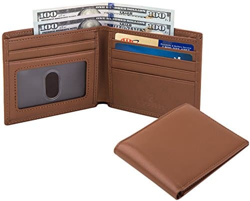 Lositto RFID Blocking Genuine Leather Wallet for Men-Excellent as Travel Bifold (Smooth tan-Nappa top grain leather)