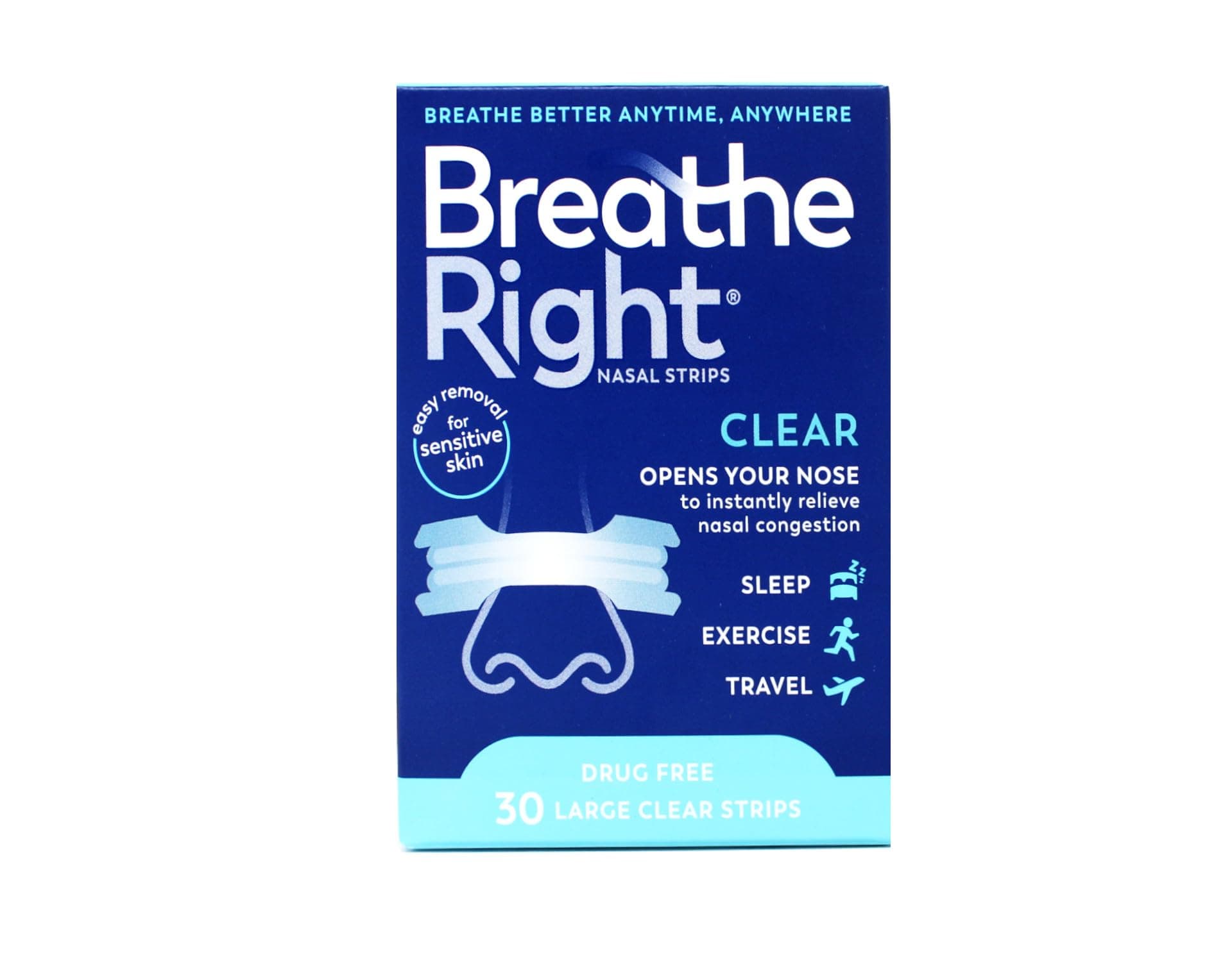 Breathe Right Nasal Strips Clear Large 30 count