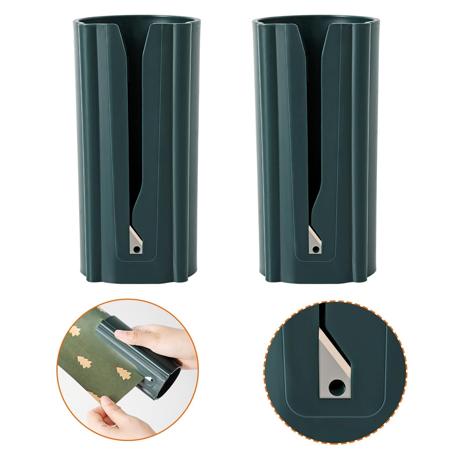 KASTWAVE Wrapping Paper Cutter with Safety Blade - 2 Pcs Efficient Easy Glide Gift Wrap Tool, Occasions, Durable Paper Slider for Holiday Essentials