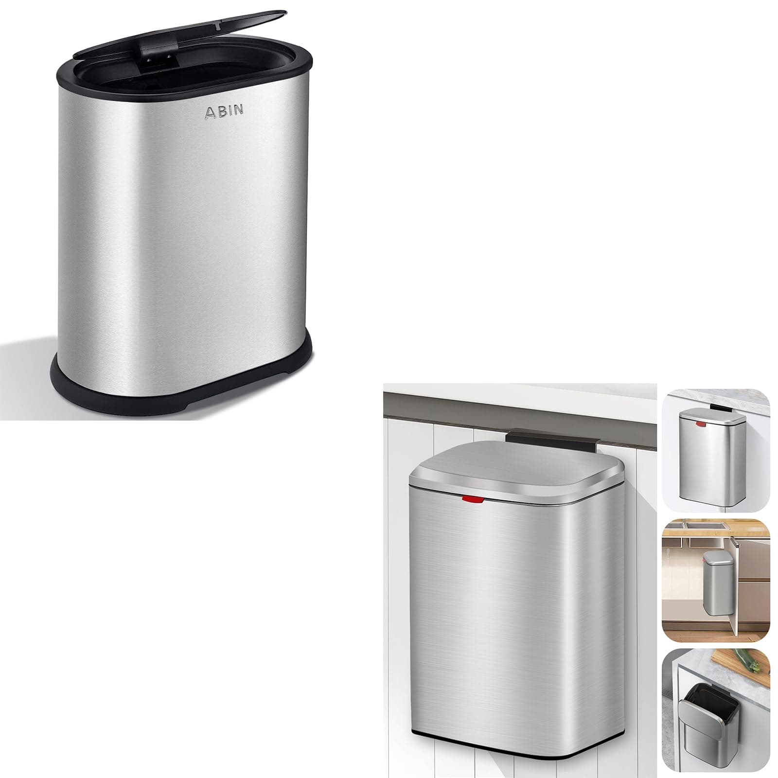 IRISVOIRSVO Bathroom Trash Can and Kitchen Trash Can