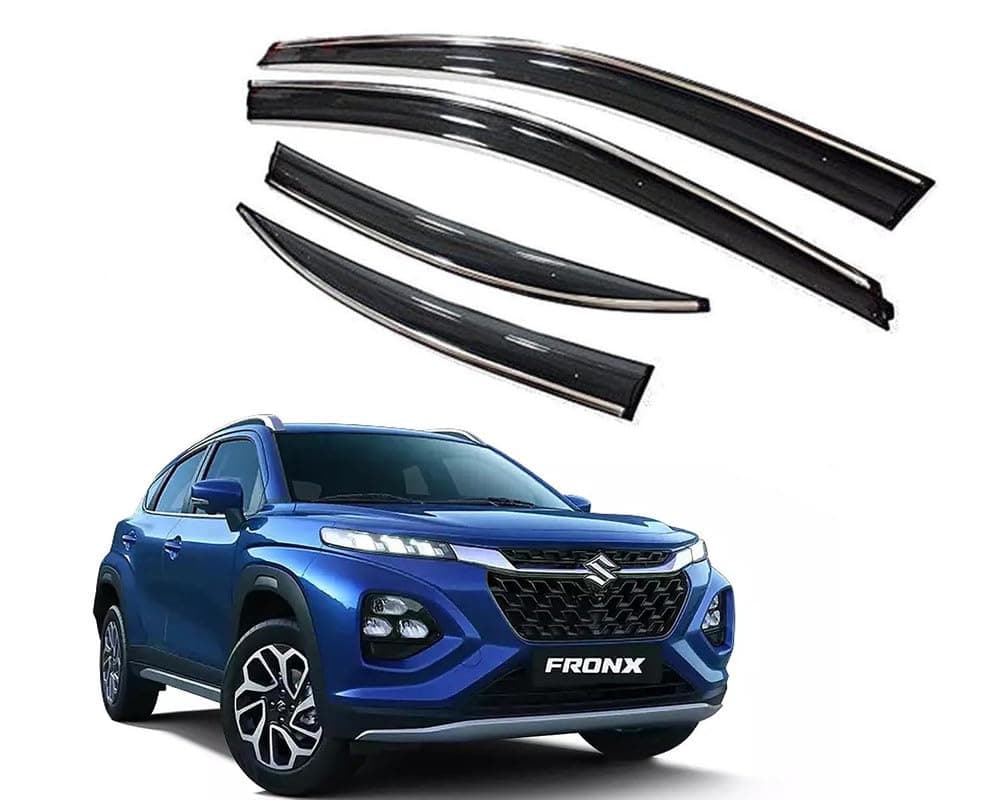 Chromeline Silverline Door Rain Visor Wind Deflector Compatible for Maruti Fronx Set of 4 Pieces