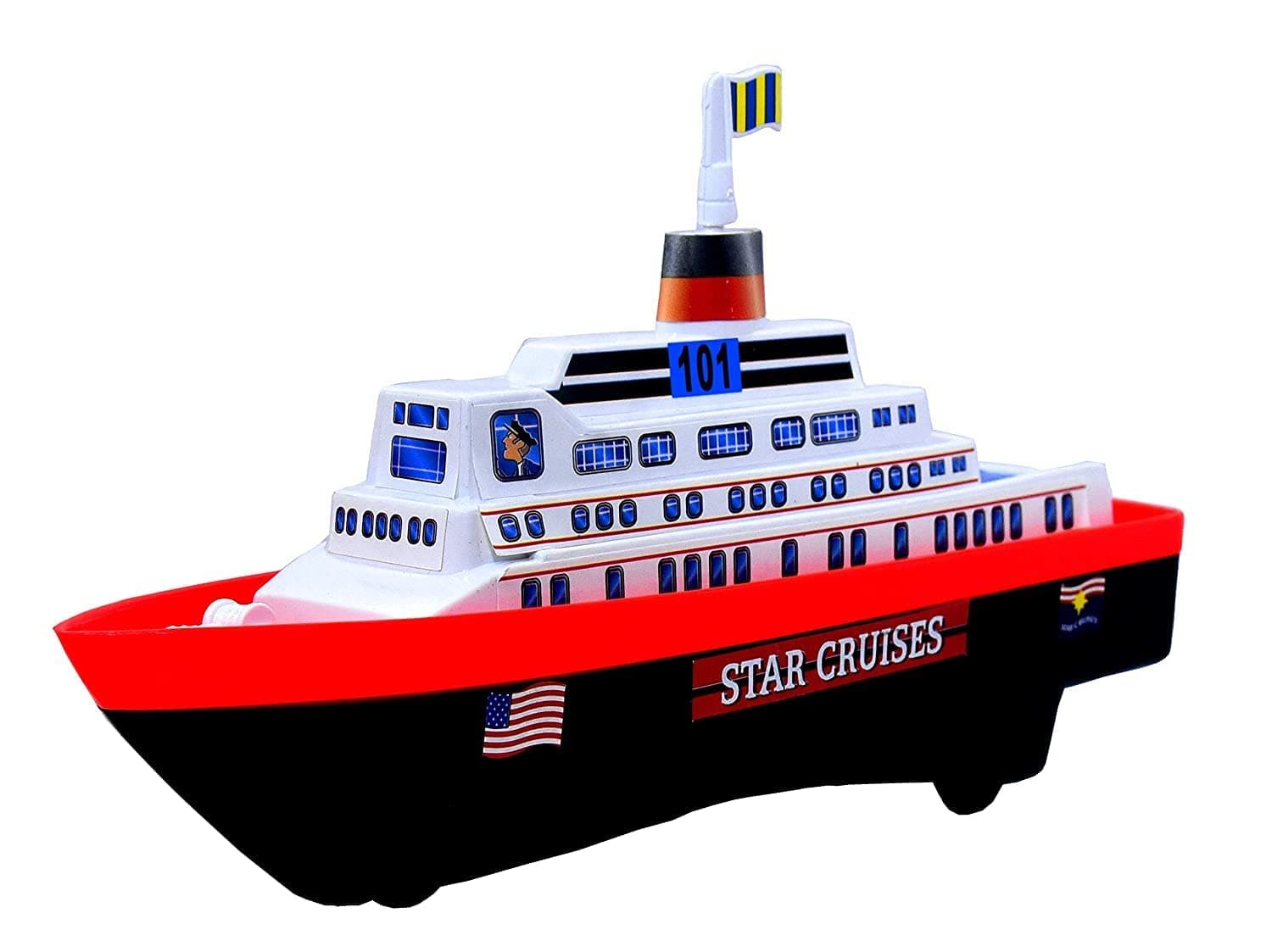 JAPSI Go Star Cruise Ship Replica Pull Back Ship Toy Water Boat Scale Model for Kids 3 Year Old & Above (Color May Vary)