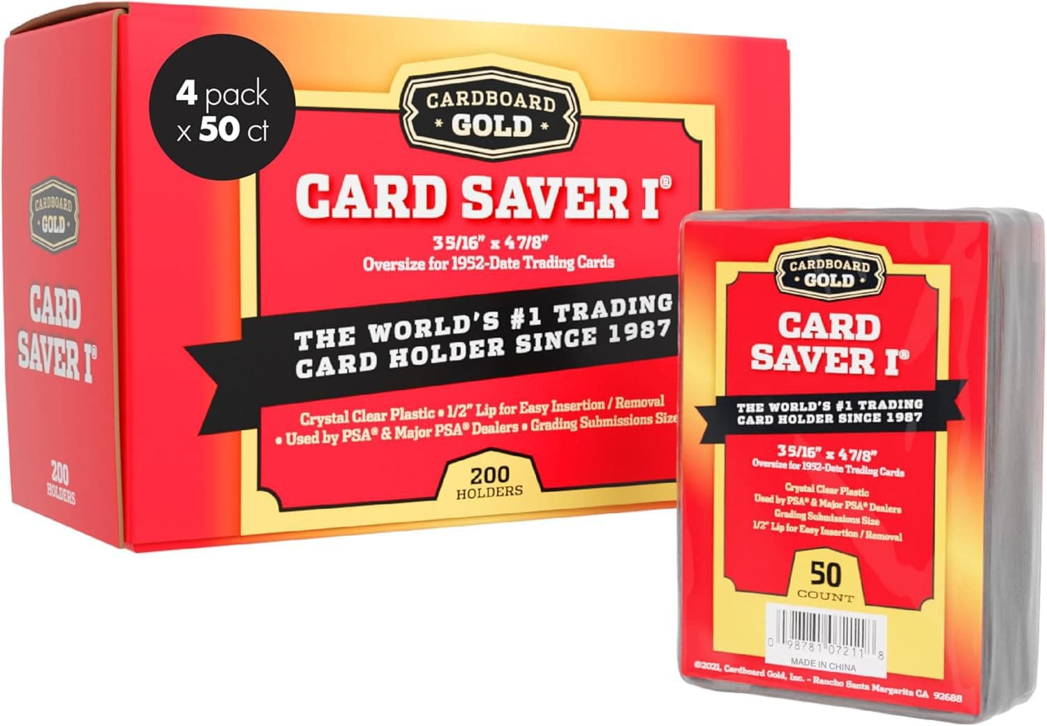 200ct Card Saver 2.5cm RED Storage BOX - Cs1 Graded Card Submits By Cardboard Gold