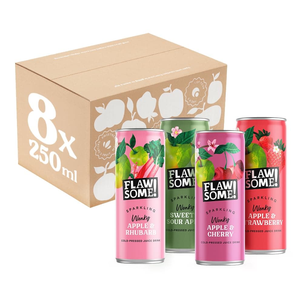 Flawsome! Lightly Sparkling Juice – No Added Sugar, 100% Cold-Pressed Wonky Fruit, Guilt-Free Fizzy Drink – Perfect for Refreshment or as a Mixer (8 x 250ml)