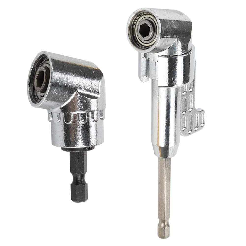 OSNY 1PC 105 Degree Right Angle Drill Angle Extension Power Screwdriver Drill Attachment + 1PC 1/4 Inch 105 Degree Angle Extension Socket Holder Adapter (C)