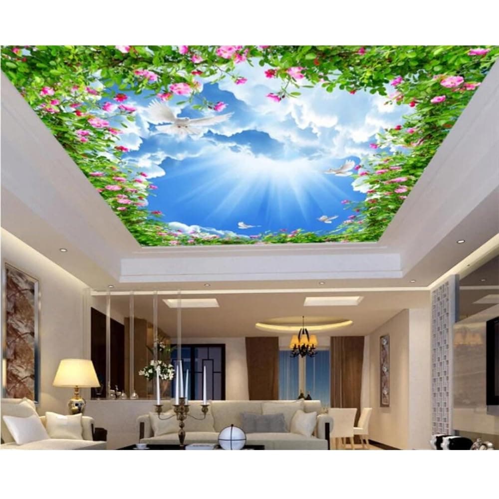 Custom Ceiling Peel and Stick Wallpaper Modern 3D Murals Blue Sky and White Wallpaper Home Interior Decor Living Room Ceiling Lobby Mural