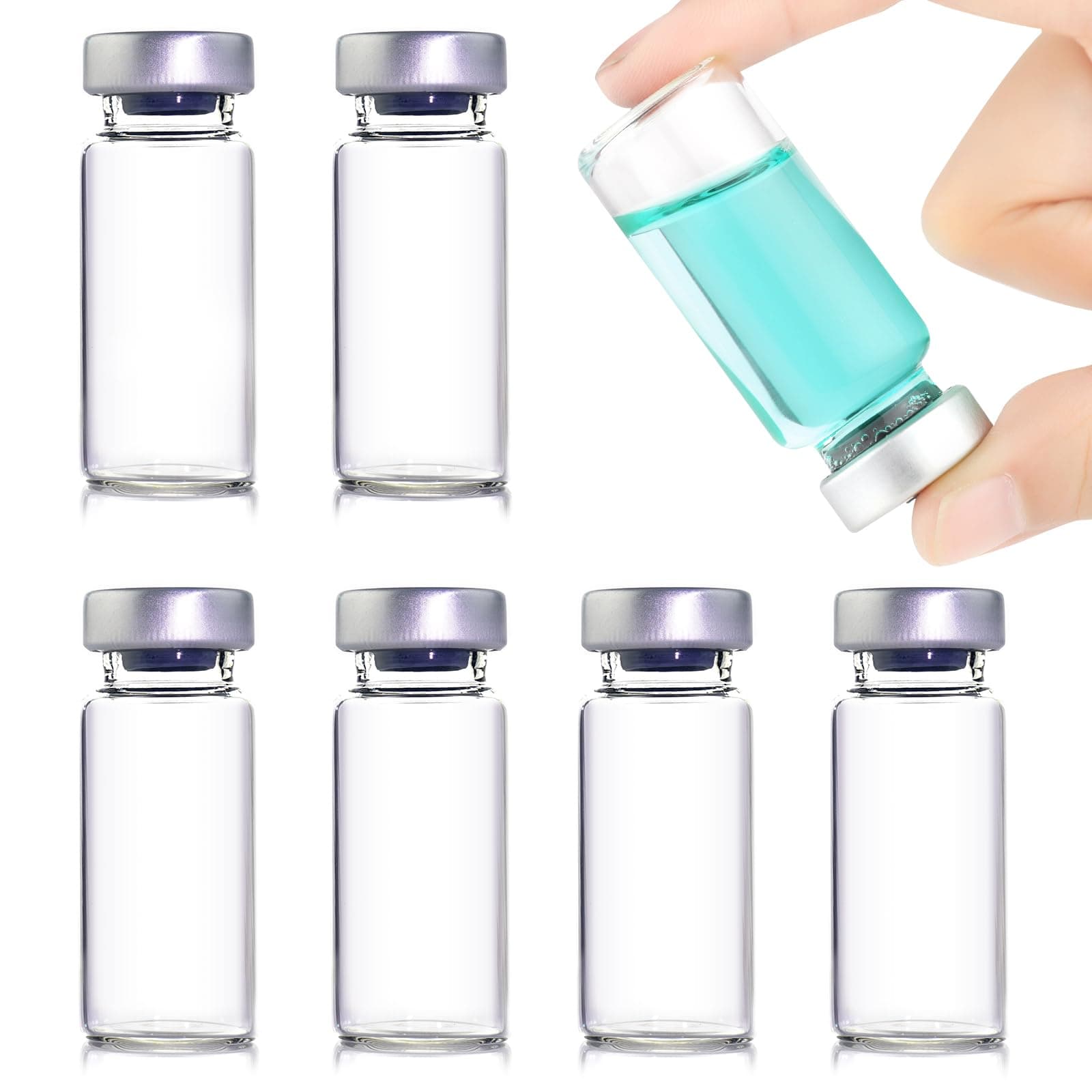 10 Pack 10ml Sealed Sample Vials, Transparent Glass Vials with Self Healing Injection Port(10, 10ML)