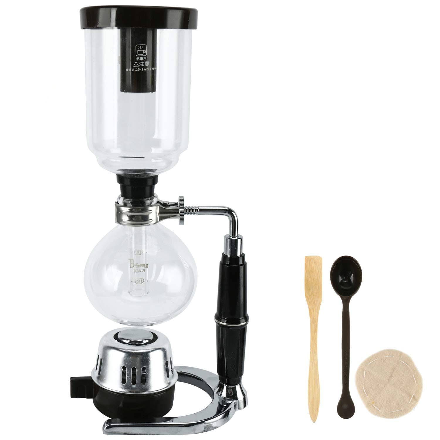 YaeKoo 5-Cup Coffee Syphon Tabletop Siphon (Syphon) Coffee Maker Gravity Coffee Maker Glass Siphon Vacuum Coffee Maker, 16 Ounce, Clear with Alcohol Burner