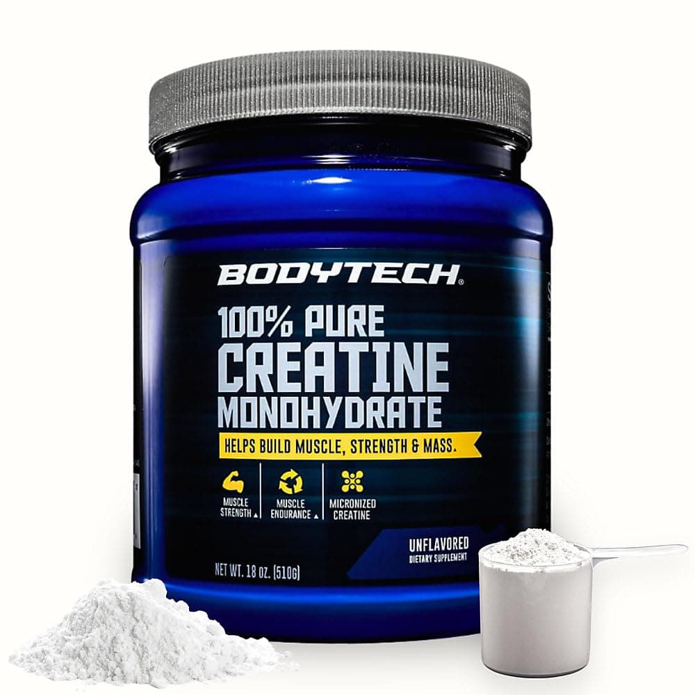 BODYTECH 100% Pure Creatine Monohydrate Powder - Premium Micronized Creatine for Enhanced Muscle Strength and Performance - Supports Muscles, Recovery, and Increased Exercise (18oz/102 Servings)