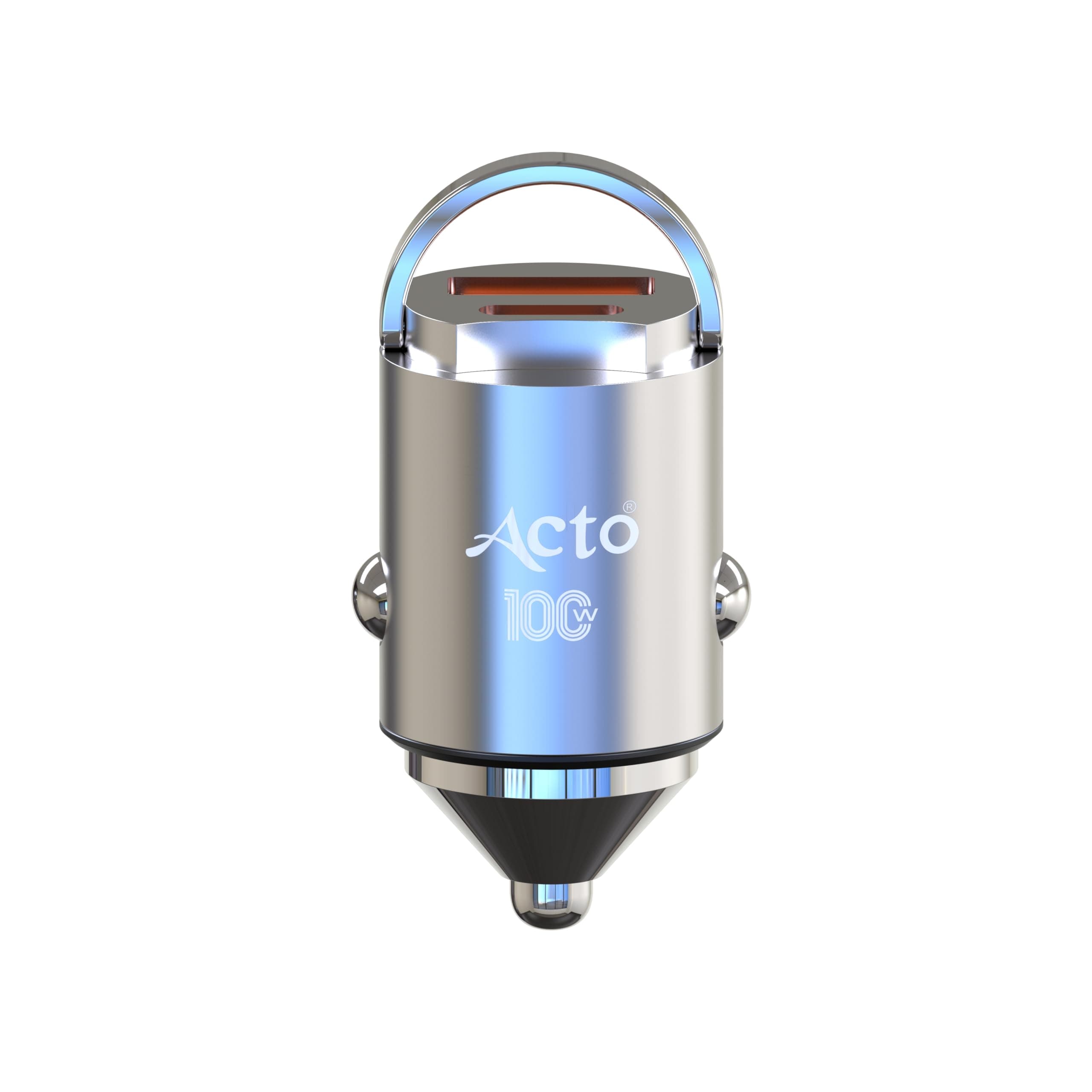 ACTO Pluto CAR Mobile Charger Dual USB 4.8 AMP Output Fast Charging 100 WATT & 1200 MM 3 in Black and Silver Color Pack of 1 PCS (Silver) (SO)