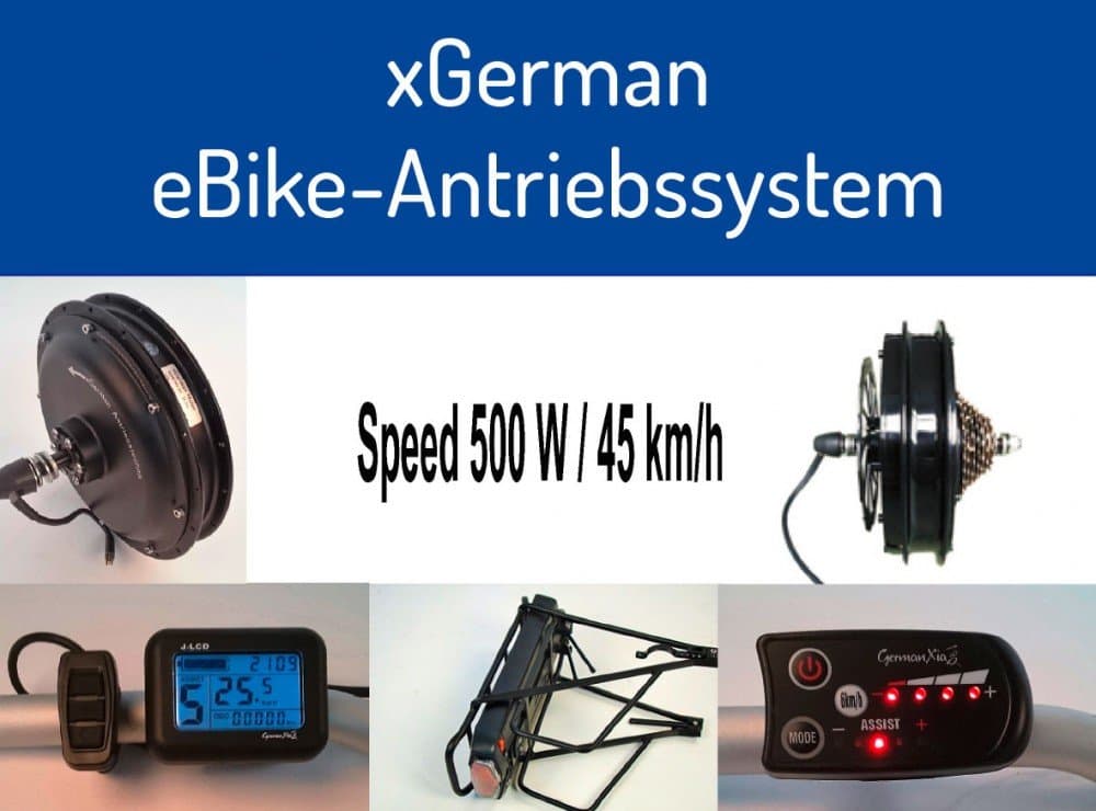 xGerman Special Offer Conversion Kit 500 W/36 V, 26 Front Wheel Drive with LCD Display & Drinks Bottle Rechargeable Battery 11.6 Ah