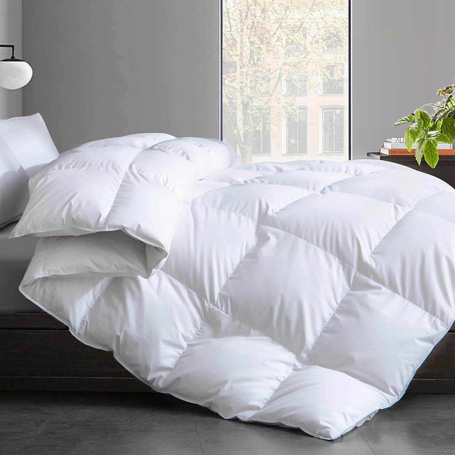 Cosybay Feather Comforter Filled with Feather & Down King Size- All Season White King Size Duvet Insert- Luxurious Hotel Bedding Comforters with 100% Cotton Cover - King 106 x 90 Inch