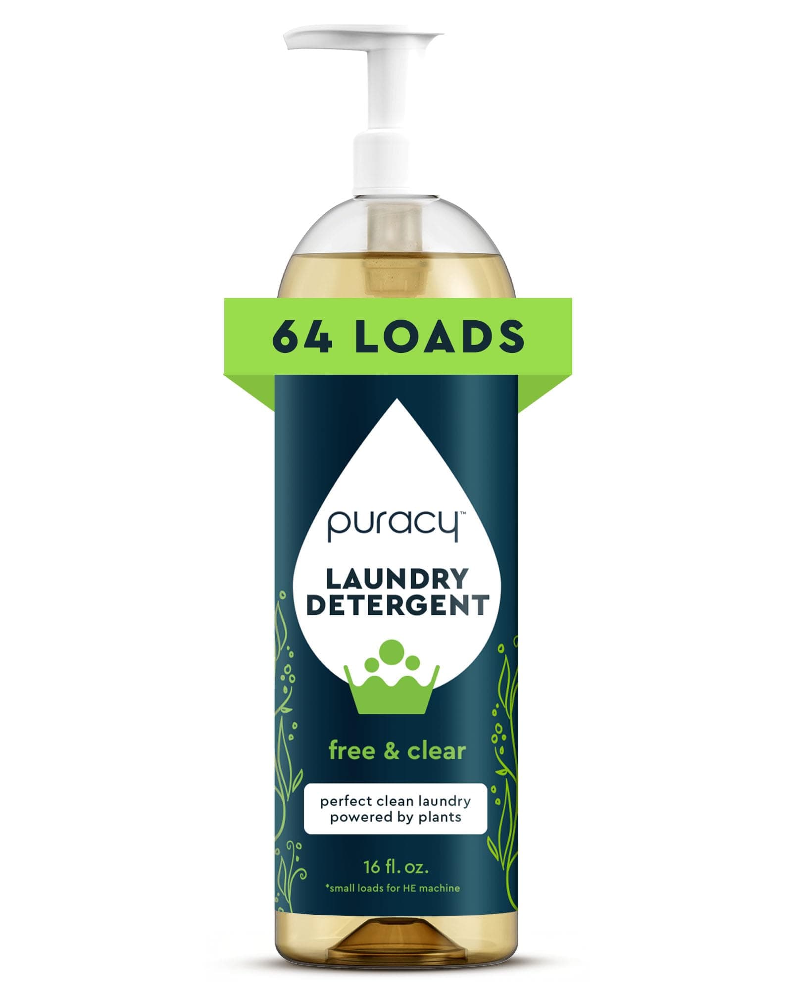 Laundry Detergent - Enzyme-Powered Liquid Laundry Detergent Concentrate, Natural Laundry Detergent Seen on TikTok, Non-Toxic (Free & Clear, 16 fl oz, 64 Loads)
