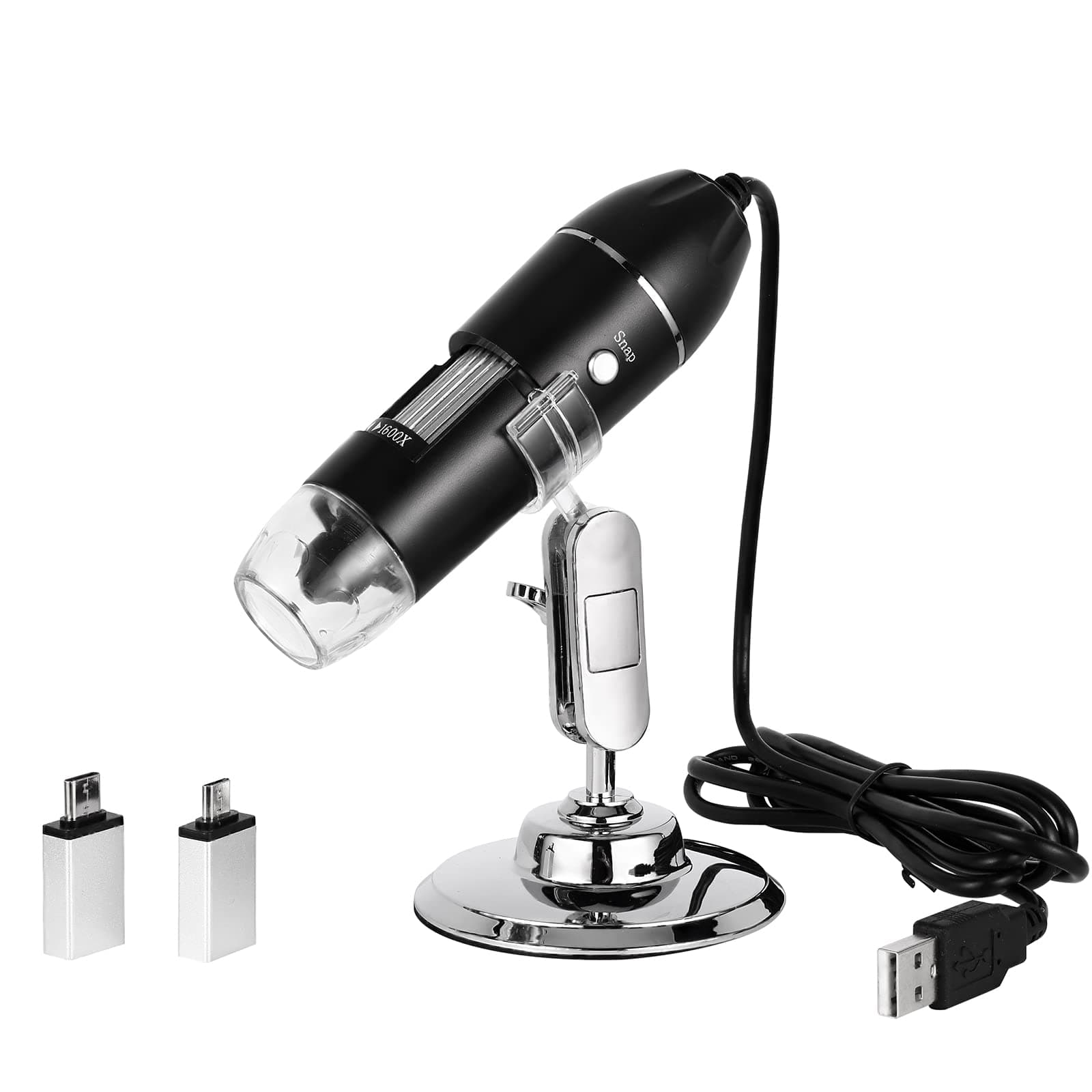 USB Digital Microscope 50 to 1000X, 8 LED Magnification Endoscope, Portable Mini Microscope Camera with Metal Stand, Compatible with Mac Window 7 8 10 Android Linux