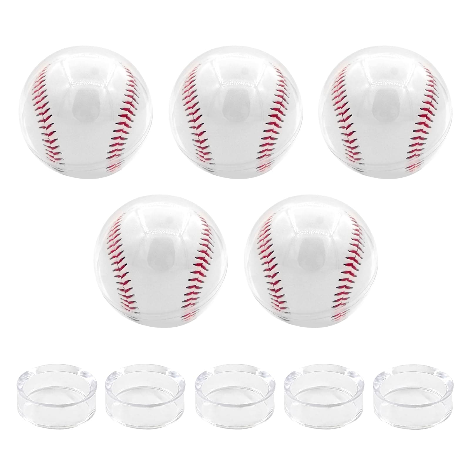 5 Pack Baseball Display Case, Urnseh Baseball Holder Acrylic Clear Display Case, Autograph Display Case Memorabilia Display Storage Box, Small Baseball Holder Stand for Official Size Ball