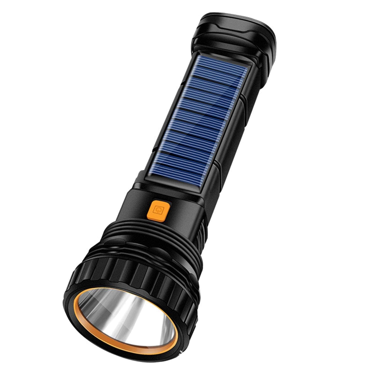 Khazna Flashlight, Solar or Rechargeable 1000 Lumens LED Flashlight Multi Function, with Emergency Strobe Light and 1200 Mah Battery, Emergency Power Supply and USB Charging Cable, Fast Charging