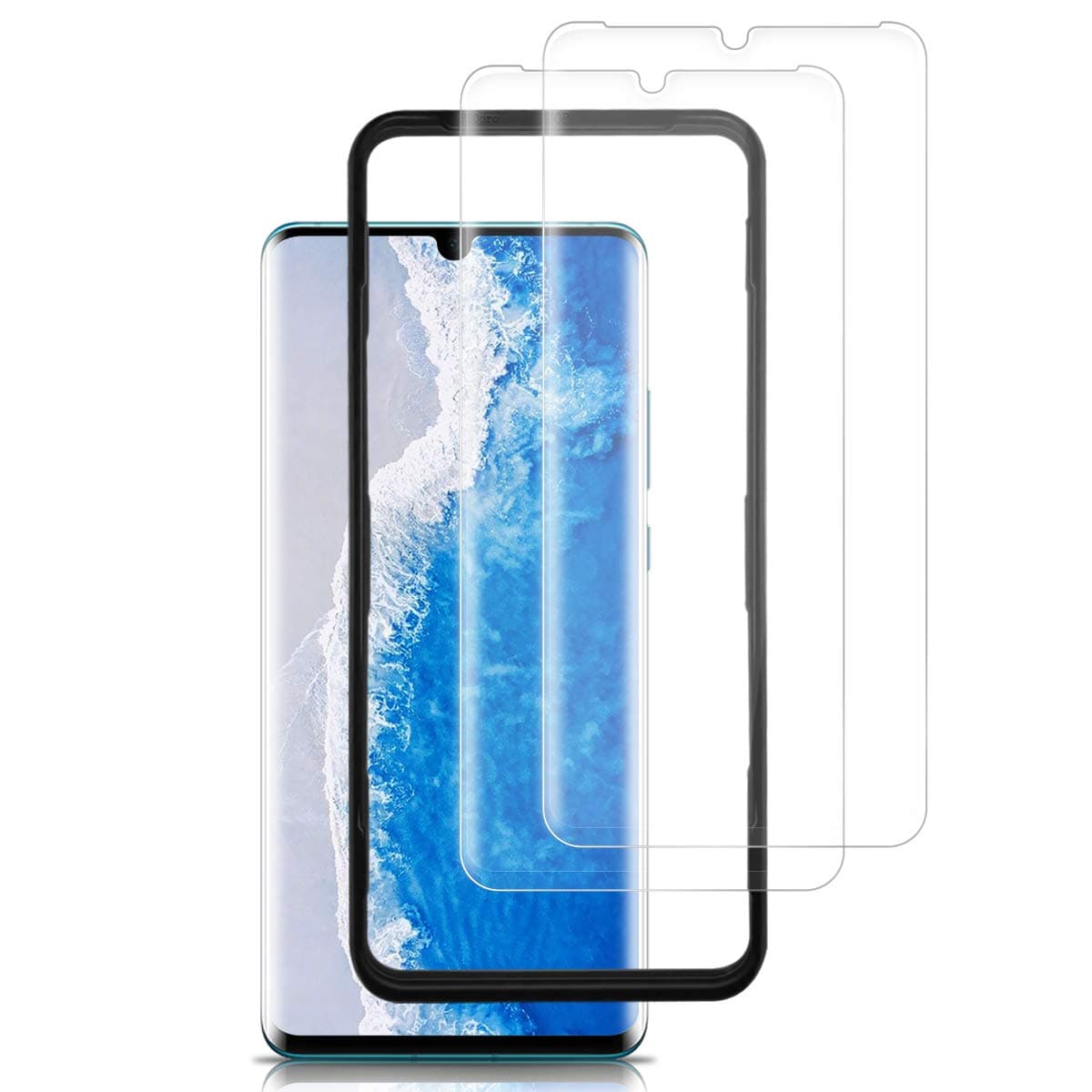 LXIAN P30 Pro Screen Protector (2 Pack), [3D Curved] [Full Screen Coverage] [Ultra Clear] [Anti-scratch] [Easy-install] Tempered Glass with Alignment Frame for Huawei P30 Pro