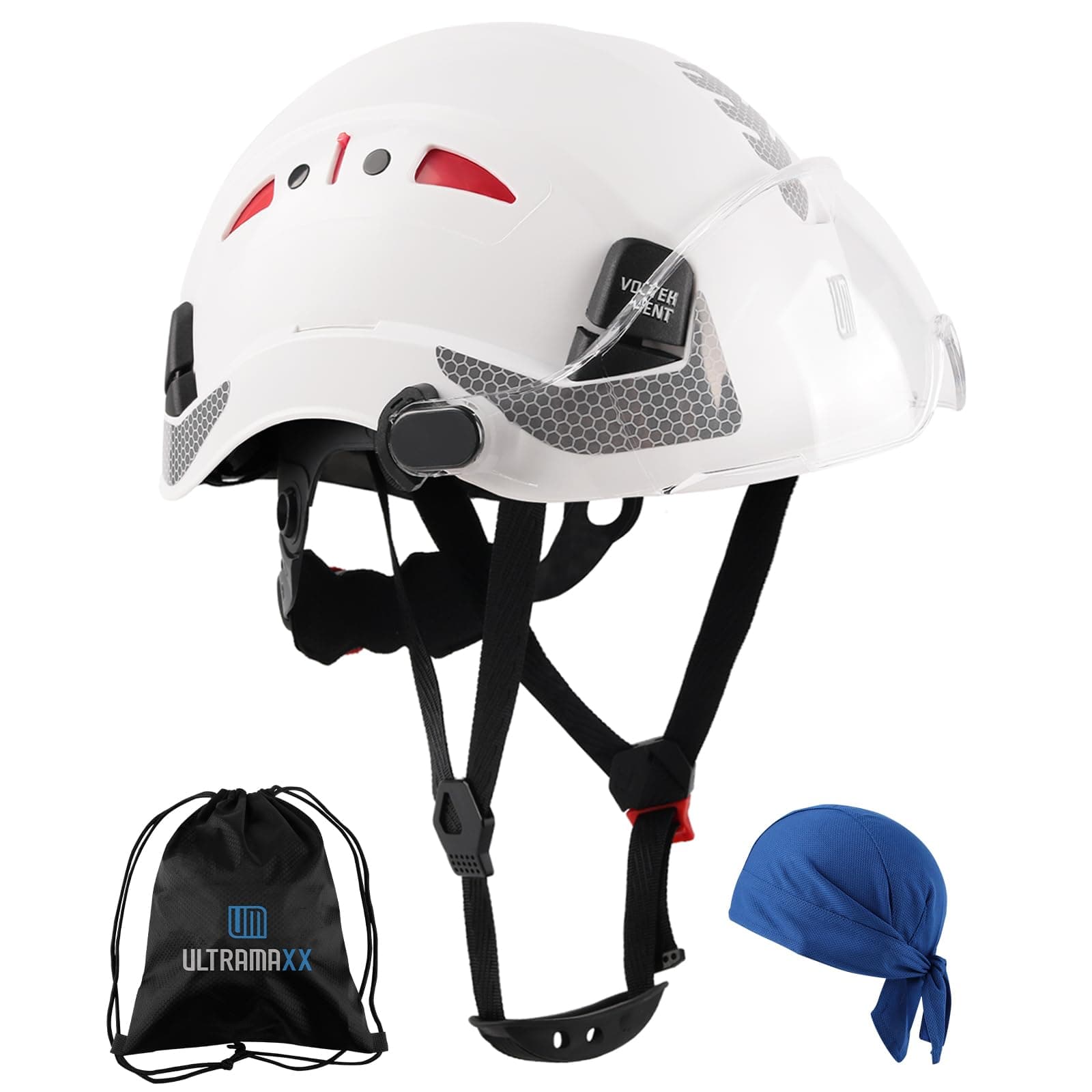 Safety Helmet Hard Hat with Visor, Lightweight Vented Work Helmet, 6-Point Adjustable Ratchet Suspension Hardhat for Industrial and Construction